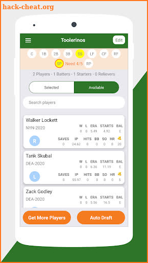 Baseball Draft 2 Teams screenshot