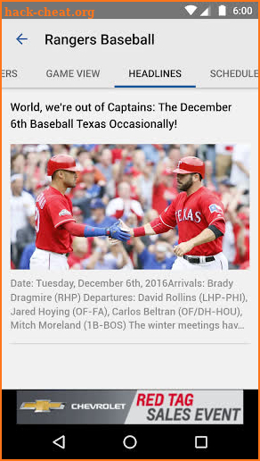 Baseball Texas - Rangers News screenshot