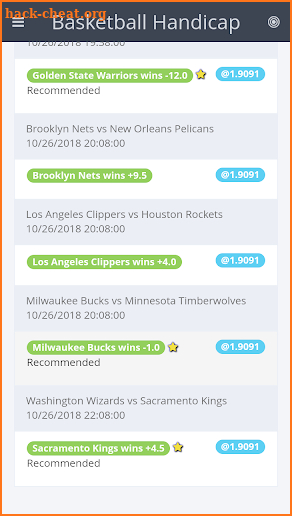 BasketBall Handicaps screenshot