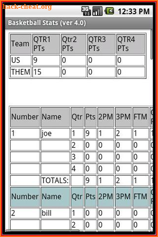 Basketball Stats screenshot