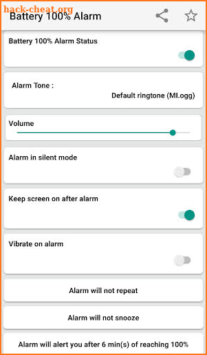 Battery 100% Alarm screenshot