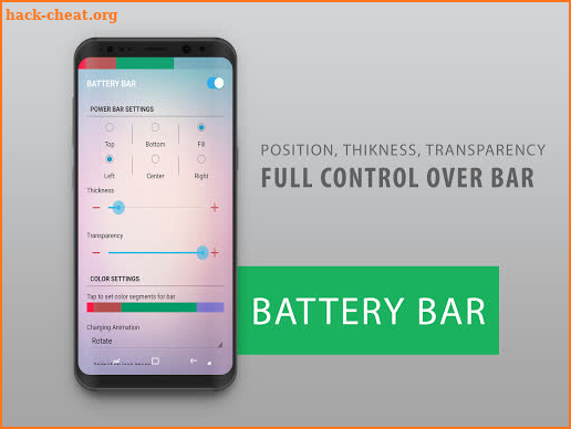 Battery Bar : Energy Bars on Status bar screenshot