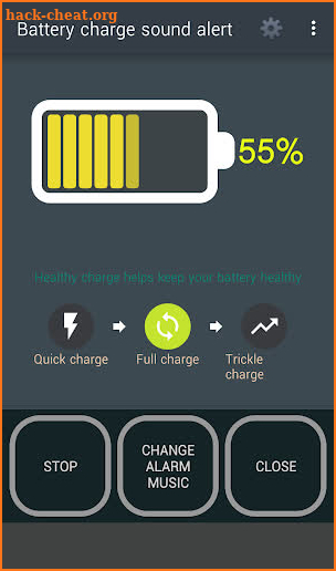 Battery charge sound alert screenshot