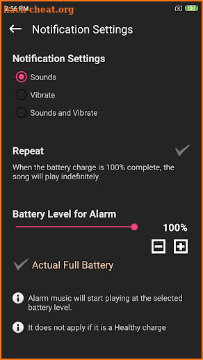 Battery charge sound alert - Yellow screenshot