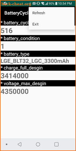 Battery Cycle Information screenshot