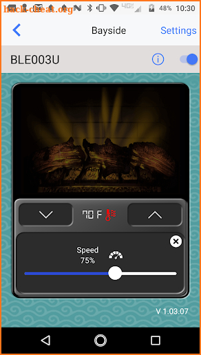 Bayside Fireplace Bluetooth App screenshot