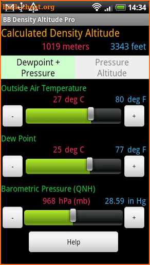 BB Density Altitude Tool Pro screenshot