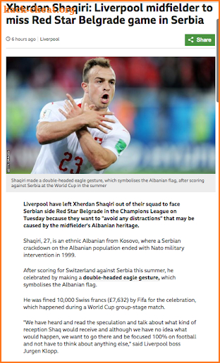 BBC Sport Live News screenshot