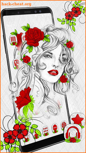 Beautiful Girl Rose Tattoo Theme screenshot