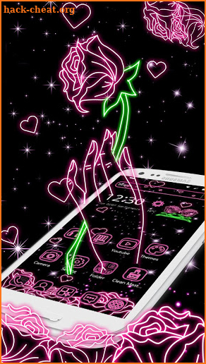 Beautiful neon rose theme screenshot