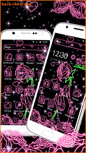 Beautiful neon rose theme screenshot