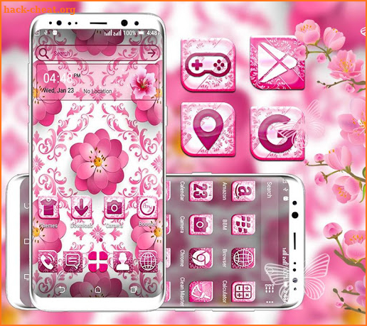 Beautiful Pink Flower Launcher Theme screenshot