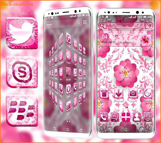 Beautiful Pink Flower Launcher Theme screenshot