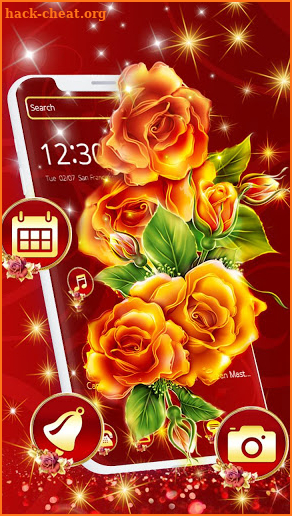 Beautiful Red Yellow Flower Theme🌻 screenshot