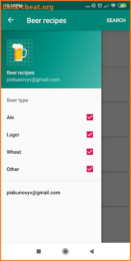Beer recipes screenshot
