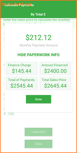 Belmont Finance - Dealer Loan Calculator screenshot