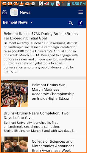 Belmont University screenshot