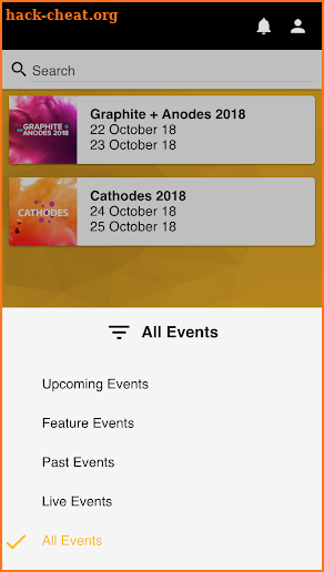 Benchmark Events screenshot