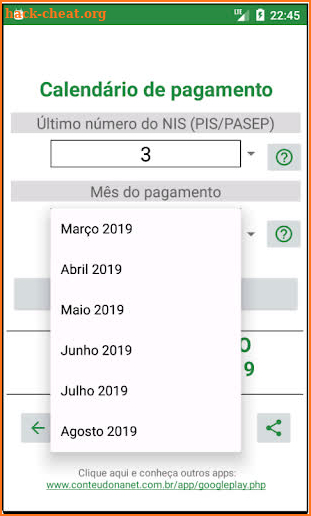 Benfício Família - 2019 - Datas dos pagamentos screenshot
