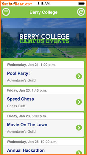 Berry College Events screenshot
