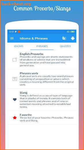 Best English Idioms & Phrases (Pro) screenshot