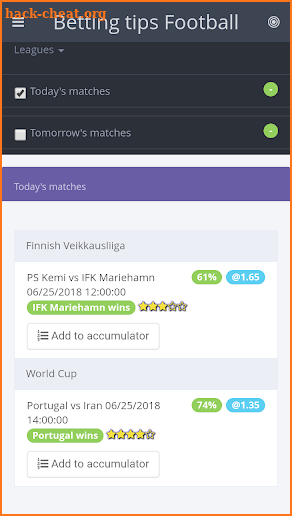 Betting tips football screenshot