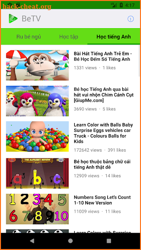 BeTV - videos cho bé, bé học tiếng anh. screenshot
