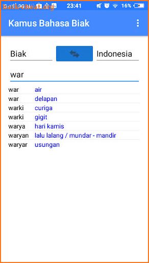 Biak Dictionary screenshot