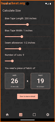 Bias Tape Calculator screenshot