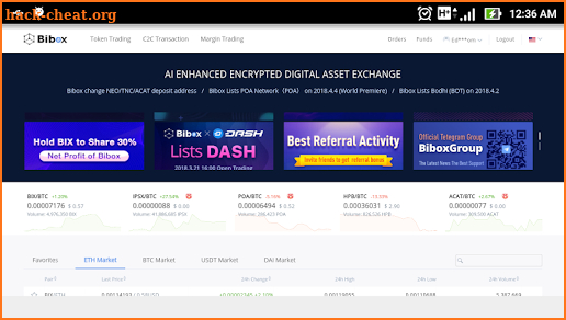 Bibox Exchange screenshot
