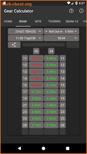 Bicycle Gear Calculator screenshot