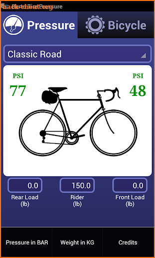 Bicycle Tire Pressure Calc screenshot