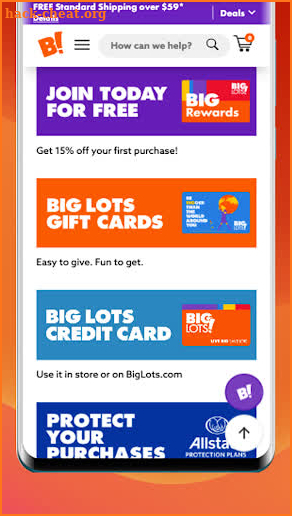 Big lots online shopping screenshot