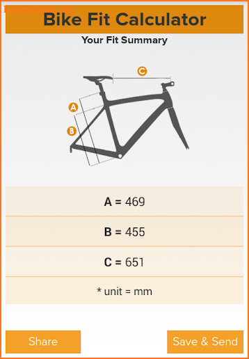 Bike Fit Calculator screenshot