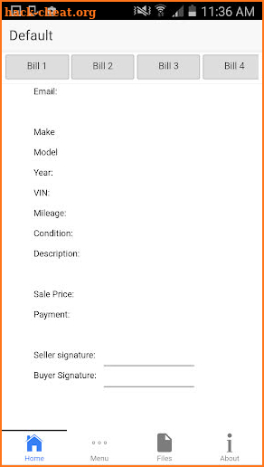 Bill of Sale screenshot