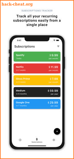Billey - Subscriptions Tracker screenshot
