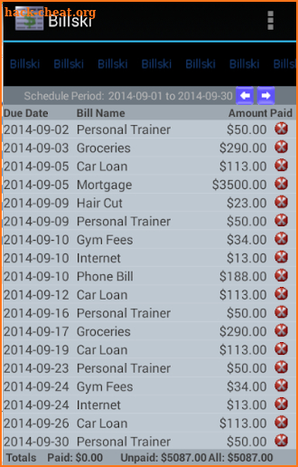 Billski bill tracker paid screenshot