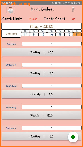 Bingo Budget Calculator screenshot