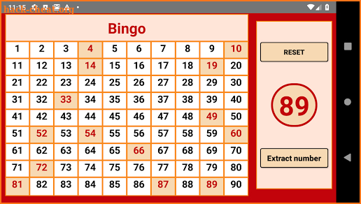 Bingo - numbers extractor - 90 numbers screenshot