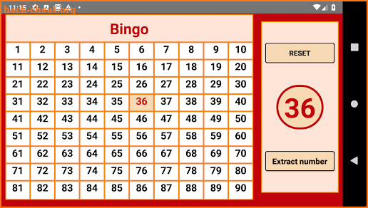 Bingo - numbers extractor - 90 numbers screenshot