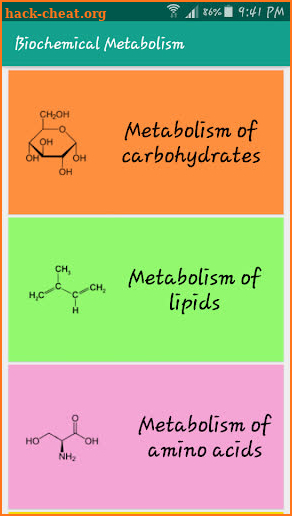 Biochemical metabolism screenshot