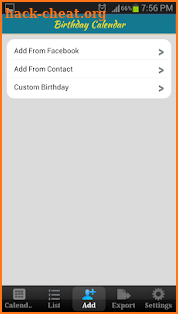 Birthday Calendar screenshot