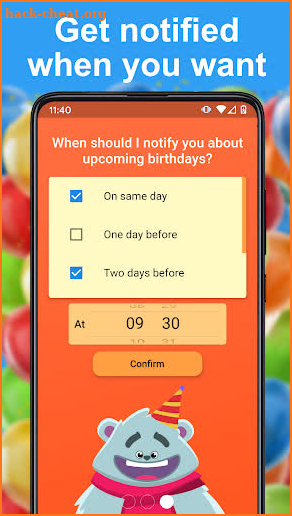 Birthday calendar reminder screenshot