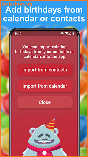 Birthday calendar reminder screenshot