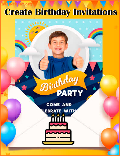 Birthday invitation card screenshot