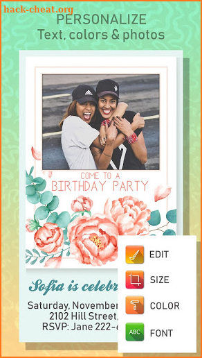 Birthday Photo Invitation Card screenshot