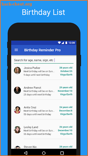 Birthday Reminder Pro screenshot