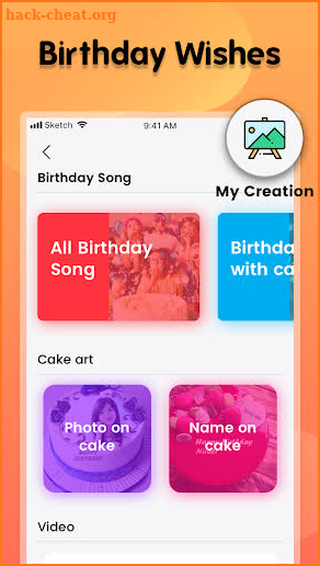 Birthday wishes song photo frame cake on photo screenshot