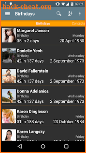 Birthdays screenshot