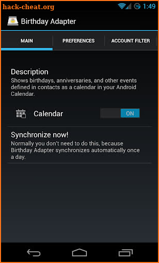 Birthdays into Calendar screenshot
